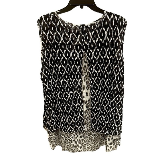 LV Collectin Lace Open Back Blouse Black White Sleeveless Size 3X New - Picture 2 of 4